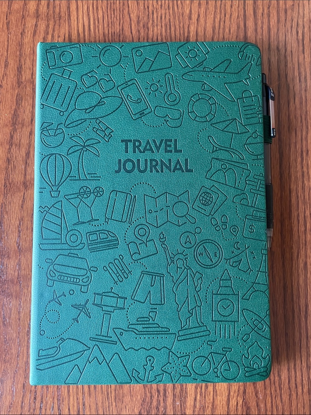 NEW Jubtic Hunter Green Embossed Travel Journal with Stickers and Instructions
